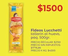 Lucchetti - Fideos tallarín al huevo