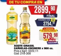 cañuelas - ACEITE GIRASOL CAÑUELAS-COCINERO x 900 cc. Cod: 218-300