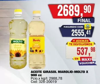Molto - ACEITE GIRASOL MAROLIO-MOLTO X 900 cc
