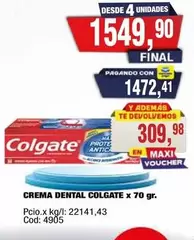 Colgate - CREMA DENTAL COLGATE x 70 gr. Cod: 4905