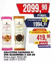 X$ - GALLETITAS CACHAFZ P/ UVA-ALGARROBA X 225 GR