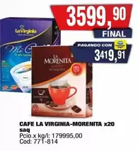 La Virginia - CAFE LA VIRGINIA-MORENITA x20 saq