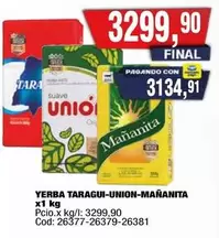 Suave - YERBA TARAGUI-UNION-MAANITA x1 kg Cod: 26377-26379-26381
