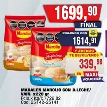Marolio - MADALEN MAROLIO CON D.LECHE/ VAIN. x220 GR