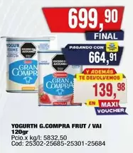 Gran Compra - YOGURTH G.COMPRA FRUT / VAI 120gr