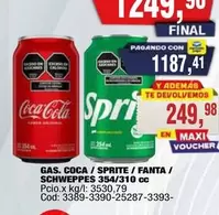 Coca cola - GAS. COCA / SPRITE / FANTA / SCHWEPPES 354/310 cc
