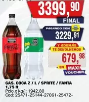 Coca cola - GAS. COCA Z / L / SPRITE / FANTA
