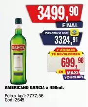 Gancia - AMERICANO GANCIA x 450ml.