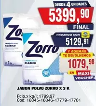 Zorro - JABON POLVO ZORRO X 3 K