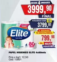 Elite - PAPEL HIGIENICO 4x80mts