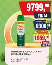 Off - REPENTE AEROSOL EXT.DUR X 290 cc