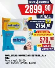 Estrella - Toallitas Húmedas x 50u