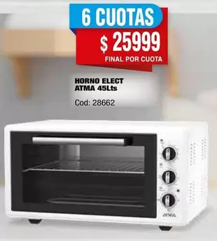 Atma - HORNO ELECT ATMA 45lts Cod: 28662