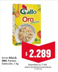 Gallo - Arroz ORO, Parboil, Selección