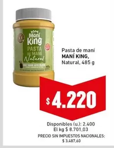 King - Pasta de maní Natural