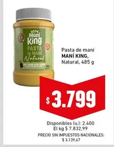 King - PASTA DE MANI NATURAL