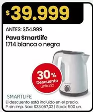 Smartlife - Pava 1714 blanca o negra