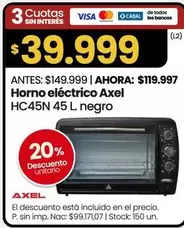 Axel - Horno el
uevo00e9ctrico HC45N 45 L. negro
