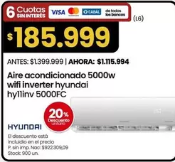 Hyundai - Aire acondicionado 5000w wifi inverter