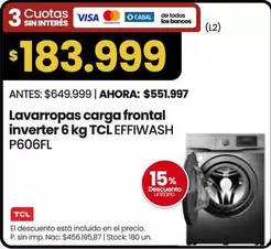 TCL - Lavadoras carga frontal inverter 6 kg EFFIWASH P606FL