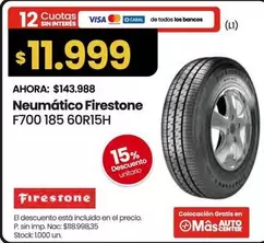 Firestone - Neumático F700 185 60R15
