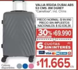 Carrefour - VALIJA RÍGIDA DUBAI ABS 53 CMS. 8W DGREY