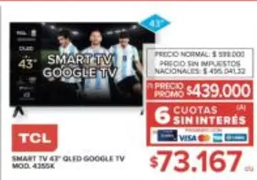 TCL - SMART TV 43" QLED GOOGLE TV MOD. 4355K