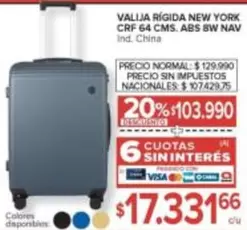 York - VALIJA RÍGIDA NEW YORK CRF 64 CMS. ABS 8W NAV