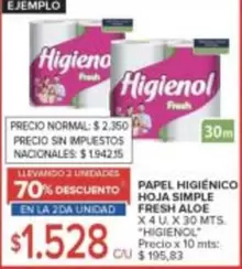 Higienol - PAPEL HIGI
ENICO HOJA SIMPLE FRESH ALOE