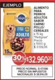 Pedigree - Alimento para perros adultos sabor carne/pollo/cereales