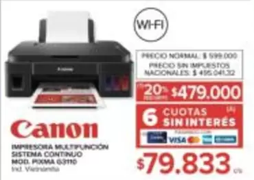 Canon - IMPRESORA MULTIFUNCION SISTEMA CONTINUO MOD. PIXMA G3110
