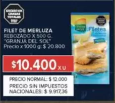 Granja del Sol - FILET DE MERLUZA REBOZADO