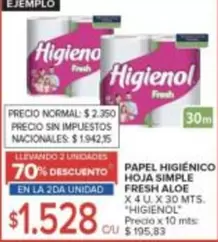 Higienol - PAPEL HIGIÉNICO HOJA SIMPLE FRESH ALOE