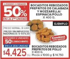 X$ - BOCADITOS REBOZADOS PREFRITOS DE CALABAZA Y MOZZARELLA/ESPINACA/POLLO