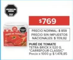 Carrefour - PURE DE TOMATE TETRA BRICK