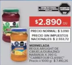 X$ - MERMELADA REGULAR/LIGHT DE CIRUELA/DURAZNO/NARANJA