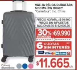 Carrefour - VALIJA RÍGIDA DUBAI ABS 53 CMS. 8W DGREY