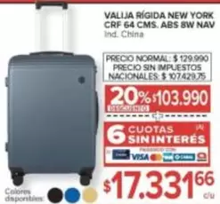 York - VALIJA RÍGIDA NEW YORK CRF 64 CMS. ABS 8W NAV