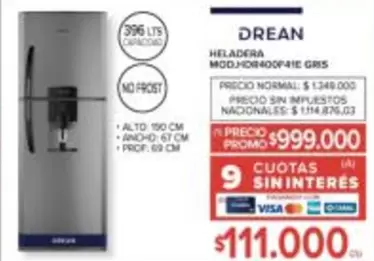 Drean - HELADERA MOD.HDR400N41E GR5