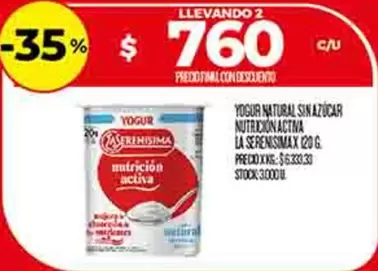 YOGUR NATURAL SIN AZUCAR NUTRICION ACTIVA