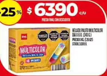 HELADO PALITO MULTICOLOR