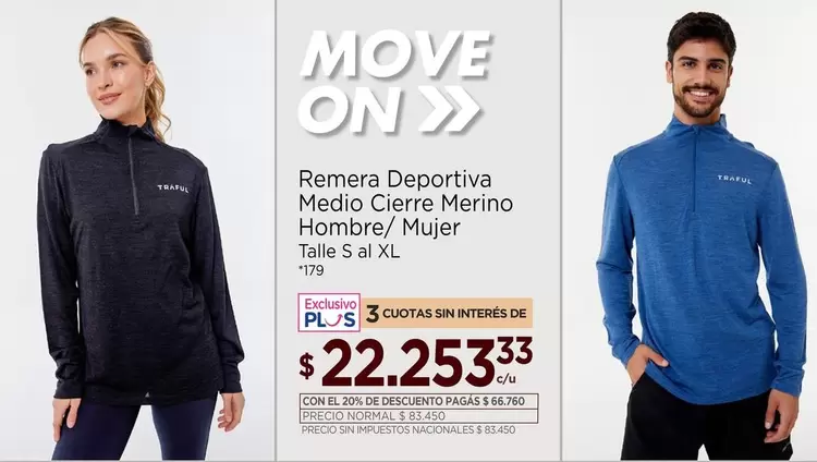 XL - Remera Deportiva Medio Cierre Merino Hombre/Mujer