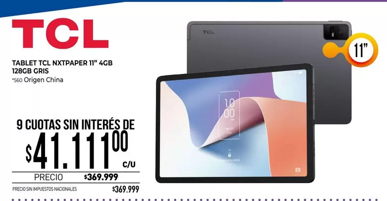 TCL - TABLET NXTPAER 11" 128GB CRIS