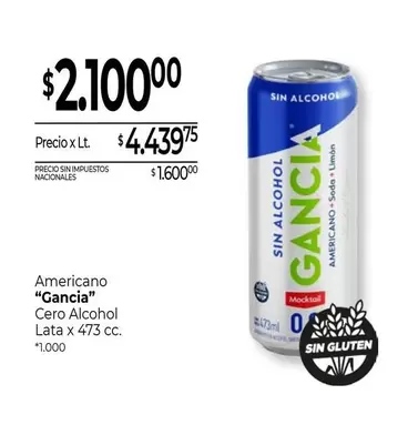 Gancia - Americano Cero Alcohol Lata
