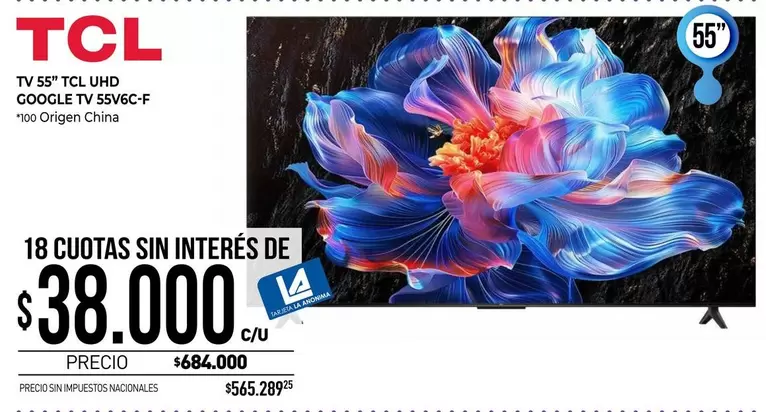 TCL - TV 55"  UHD GOOGLE TV 55V6C-F