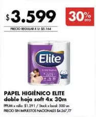 Elite - PAPEL HIGIÉNICO doble hoja soft 4x 30m