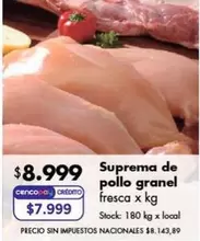 X$ - Suprema de pollo granel fresca