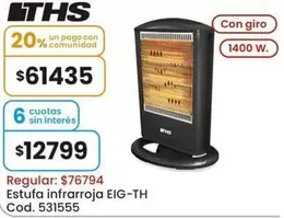 Estufa infrarroja EIG-TH Cod. 531555