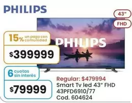 Philips - Smart Tv led 43" FHD 43PFD6910/77