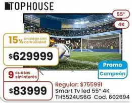 Smart Tv led 55" 4K TH5524US6G